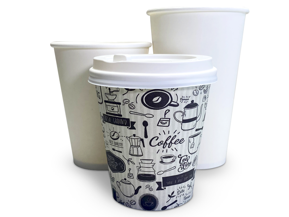 Disposable Coffee Cups - 20oz Insulated Paper Hot Cups - White